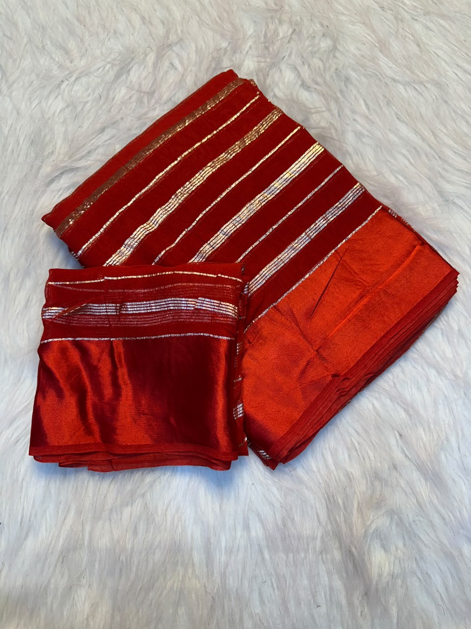 Viscose georgette light weight sarees with satin patta