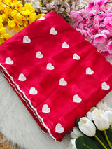 Heart shape embroidery georgette saree