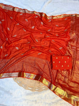Pure Viscose georgette semi chex chitti pallu saree
