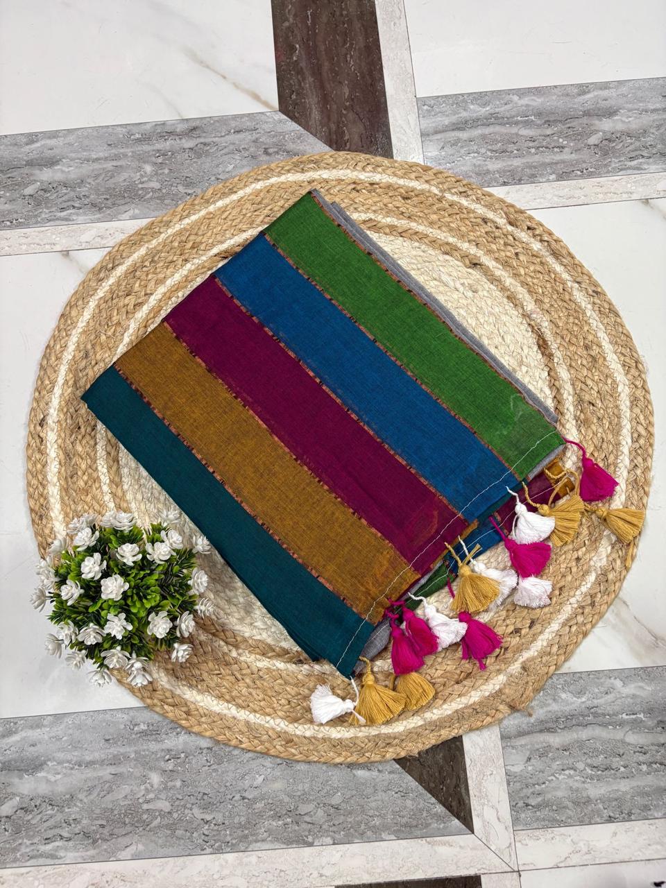 Mul Cotton 120 count Rainbow saree