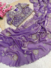Space silk Beads work Stitched blouse saree