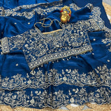 Space Silk Embroidery work saree with stitched blouse