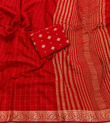 Viscose georgette checks sequins pattern sarees