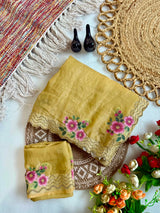 Space silk 3d print diamond stone work saree