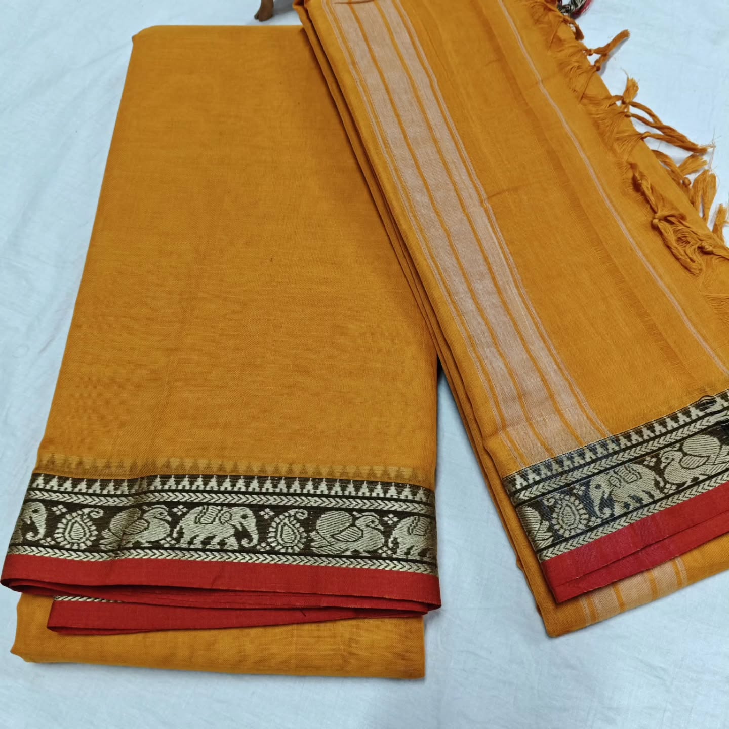 Narayanpeta Elephant Peacock Small boarder dress material