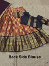 Rust orange and chocolate traditional fully stitched half saree