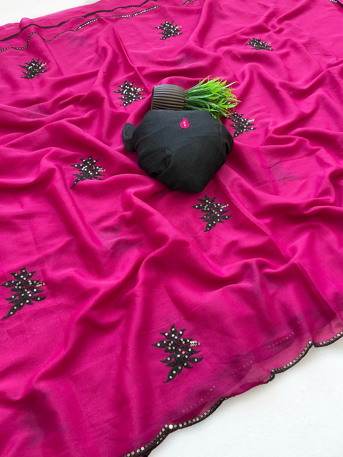 Rangoli silk saree embroidery buttis