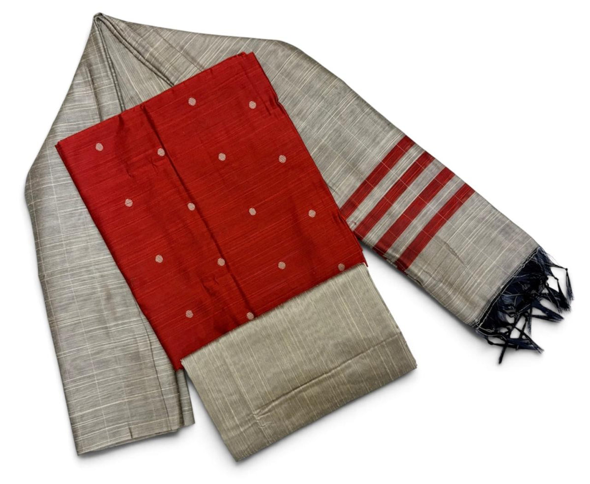 Raw silk dress material set