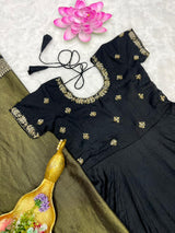 Beautiful maggam work gown and tissue dupatta