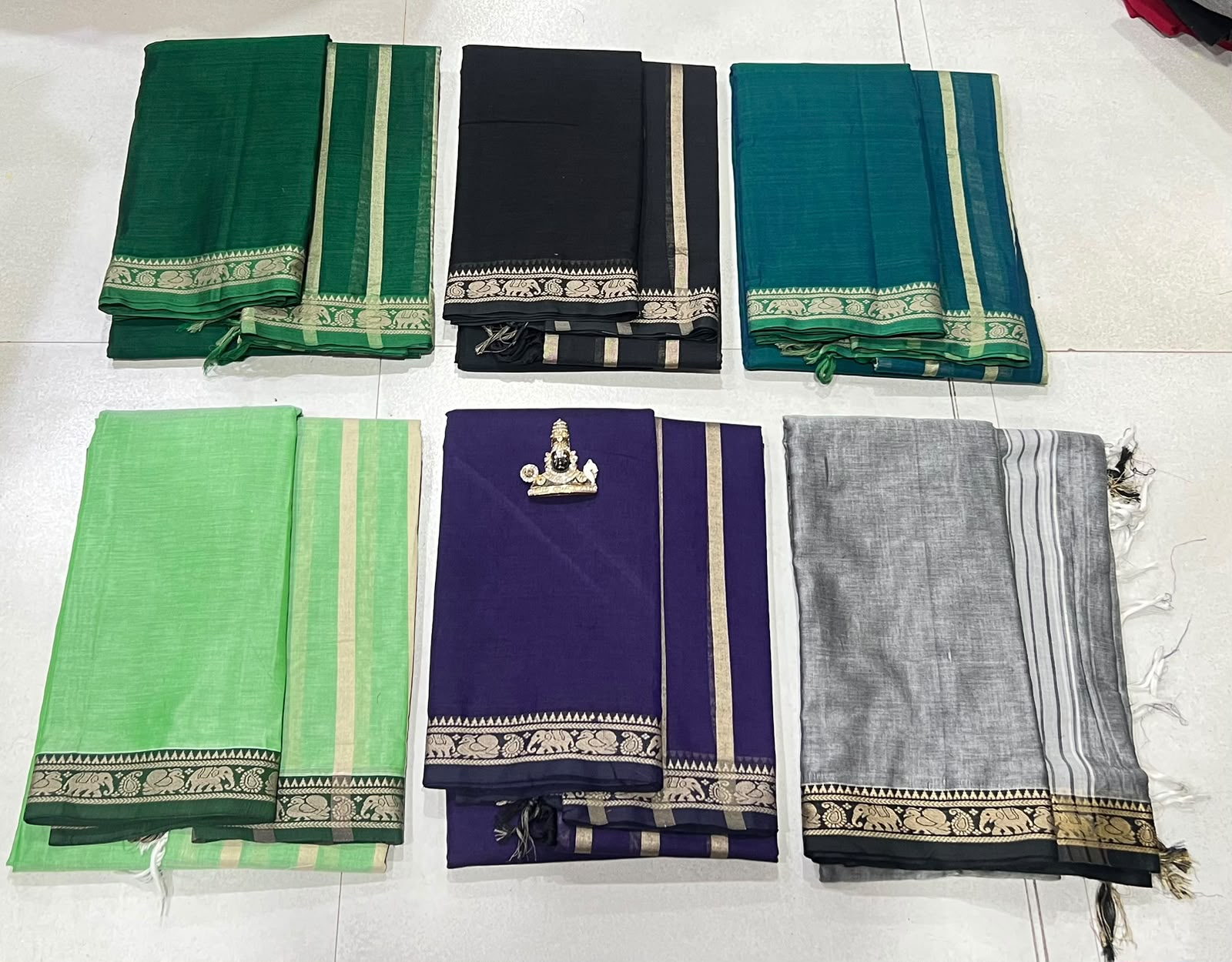 Narayanpeta Elephant Peacock Small boarder dress material