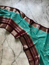 Banarasi soft katan silk contrast boarder saree