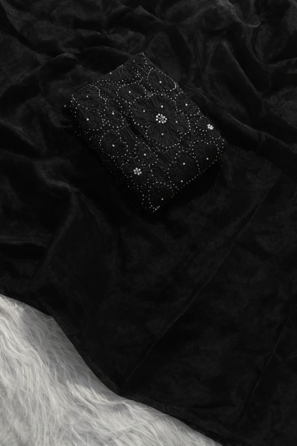 Space silk 3D applique saree