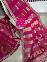 Kaddi georgette tissue weaving saree