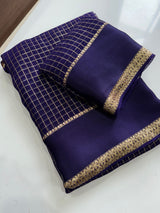 Viscose georgette vintage checks saree