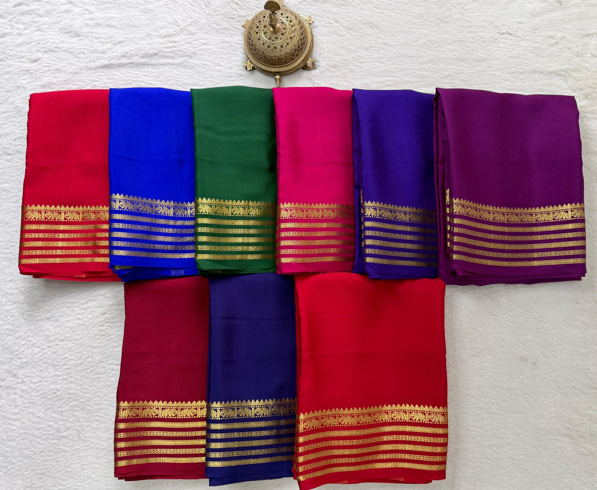 Semi Mysore silk budget range peacock boarder saree