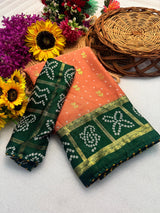 Moss Georgette Bandej Saree