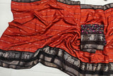 Rust Orange Soft tussar saree kalamkari pallu