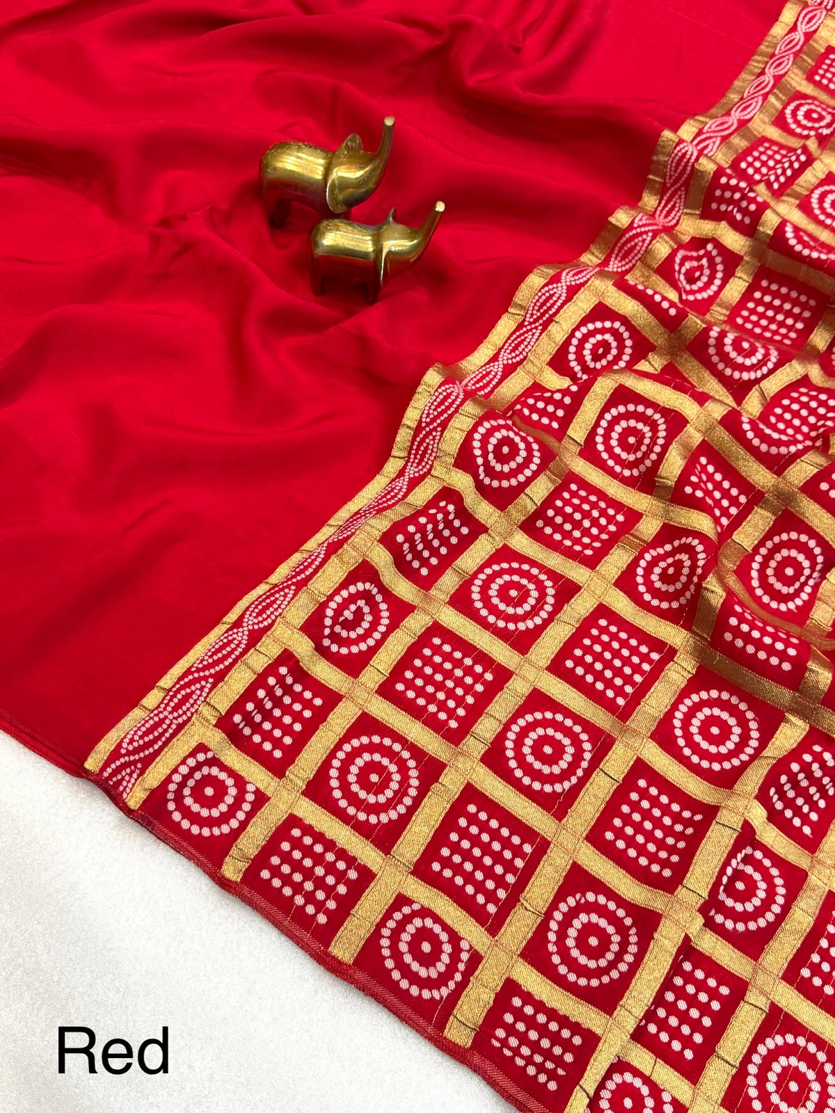 Replica Viscose satin silk saree with bandhej pallu