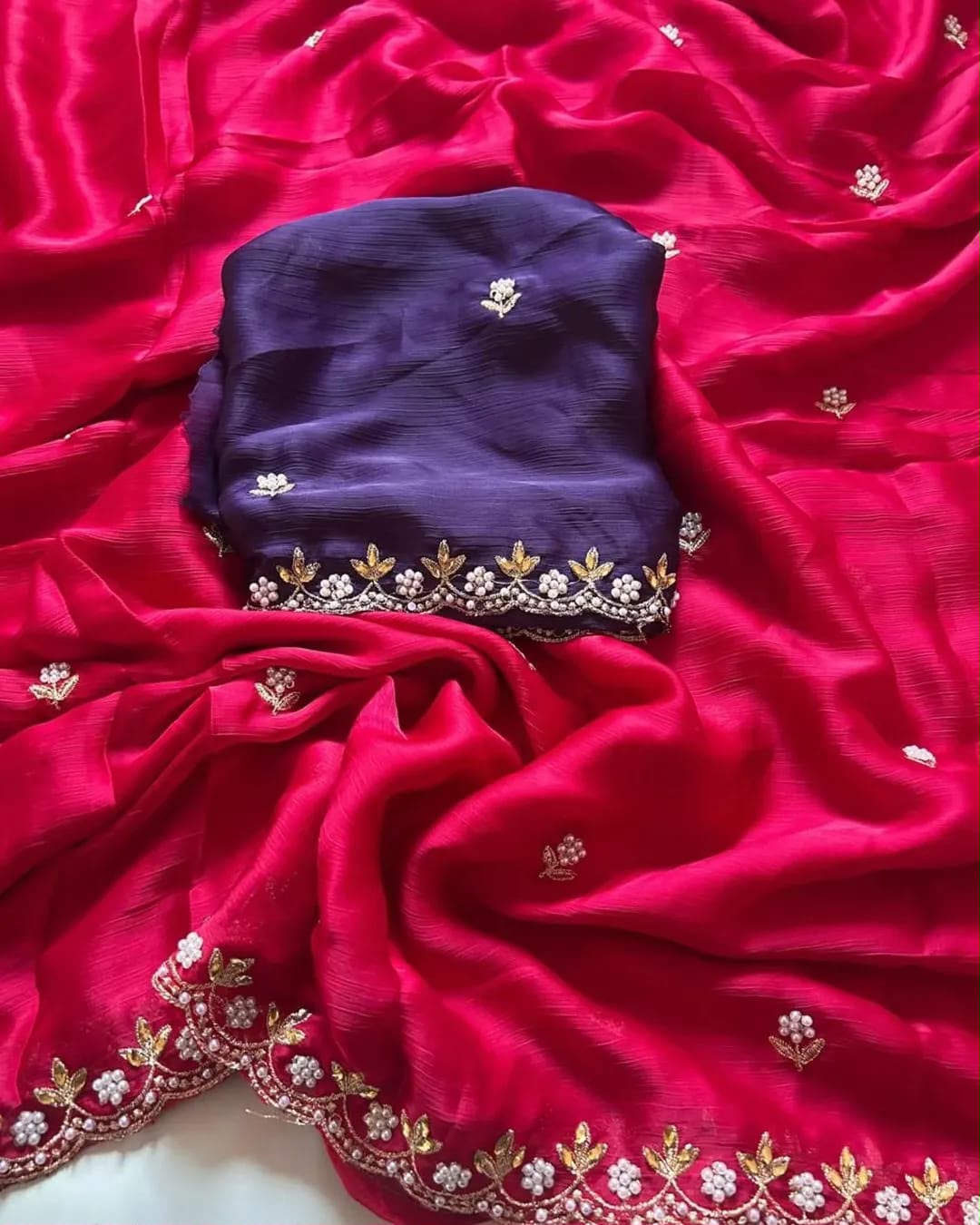 Smooth chiffon embroidery saree
