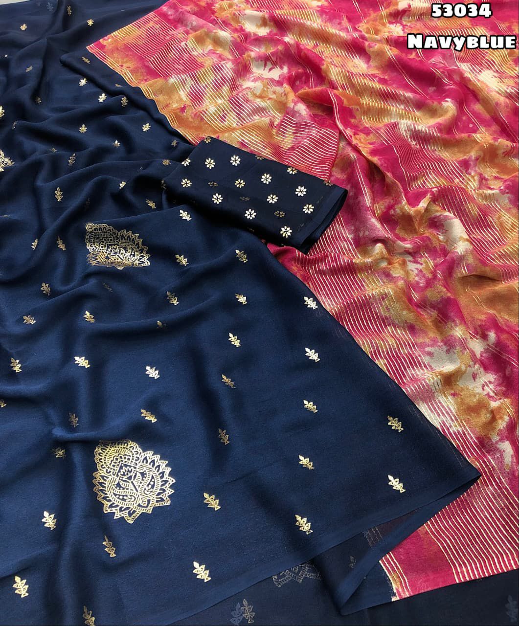 Moss chiffon shibori pallu saree