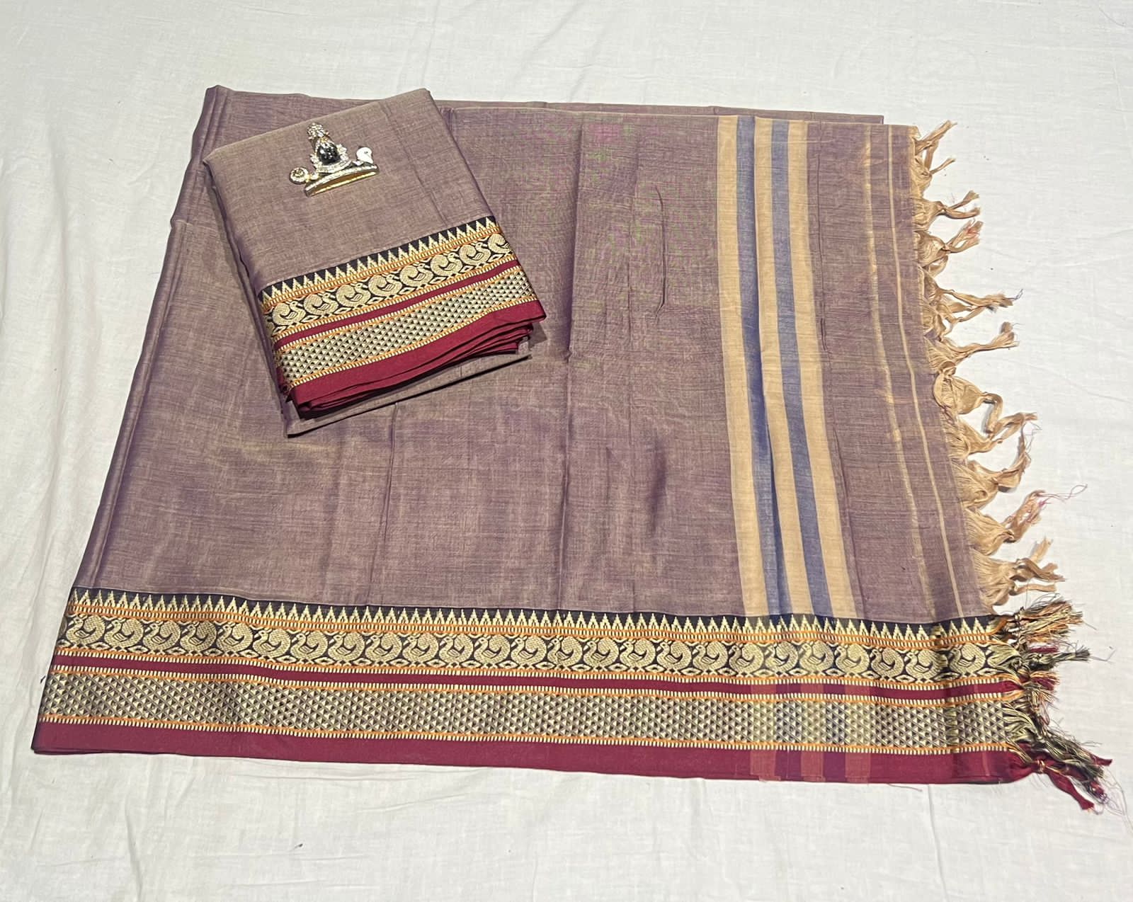 Narayanpeta Big Peacock boarder Dress material