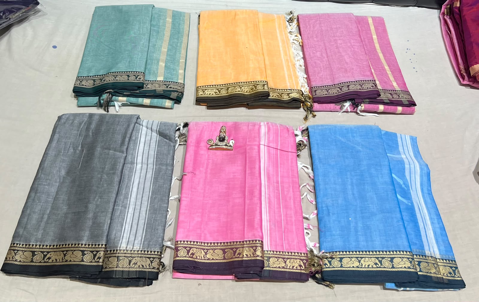 Narayanpeta Elephant Peacock Small boarder dress material