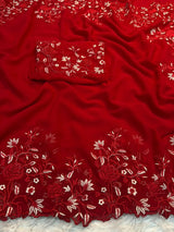 Georgette saree with embroidery work