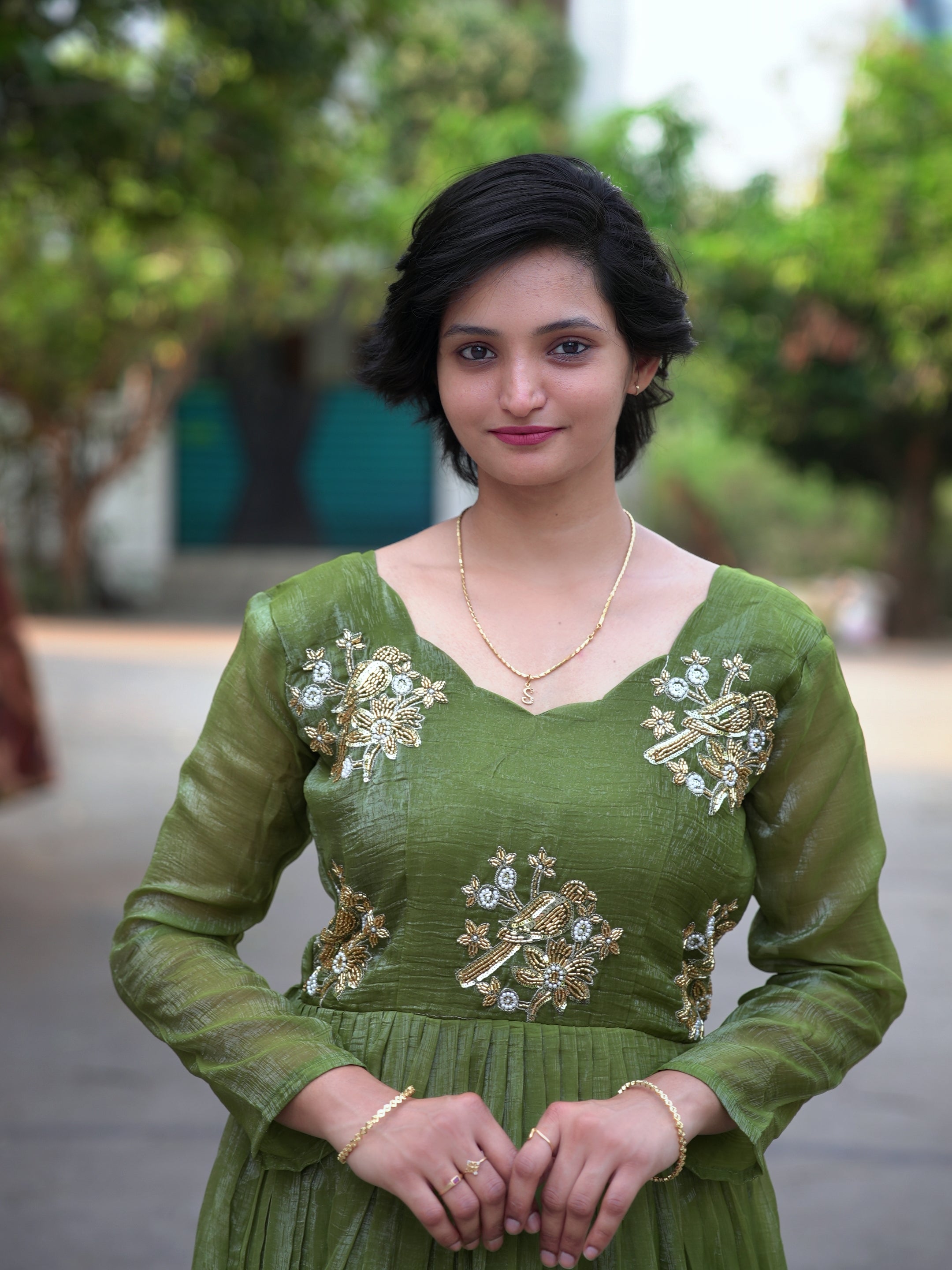 Crunchy organza full length frocks