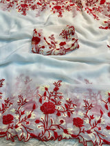 Georgette saree with embroidery work