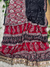 Ajrak mirror satin modal saree