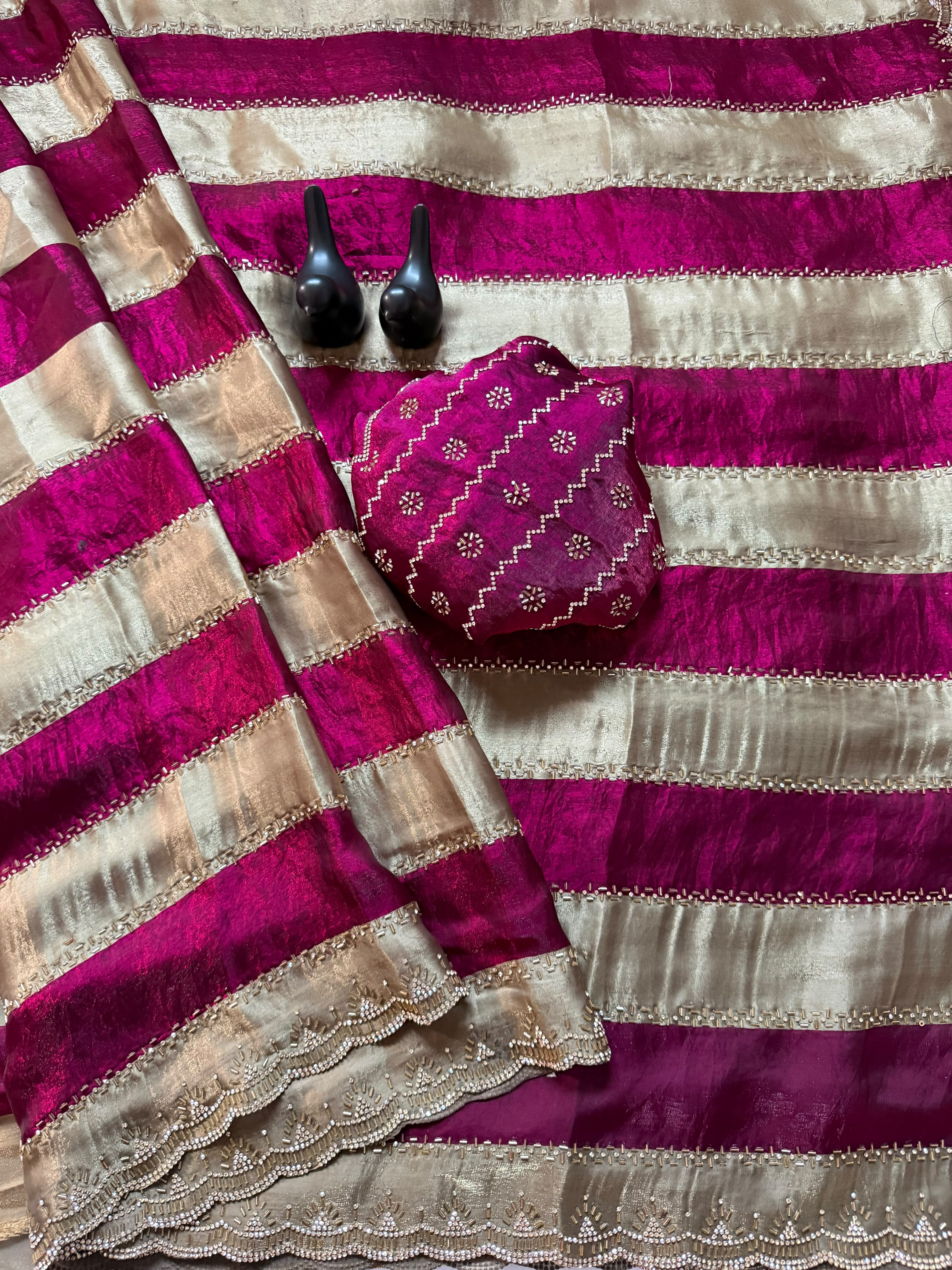 Space silk jharkan work sarees for party wear