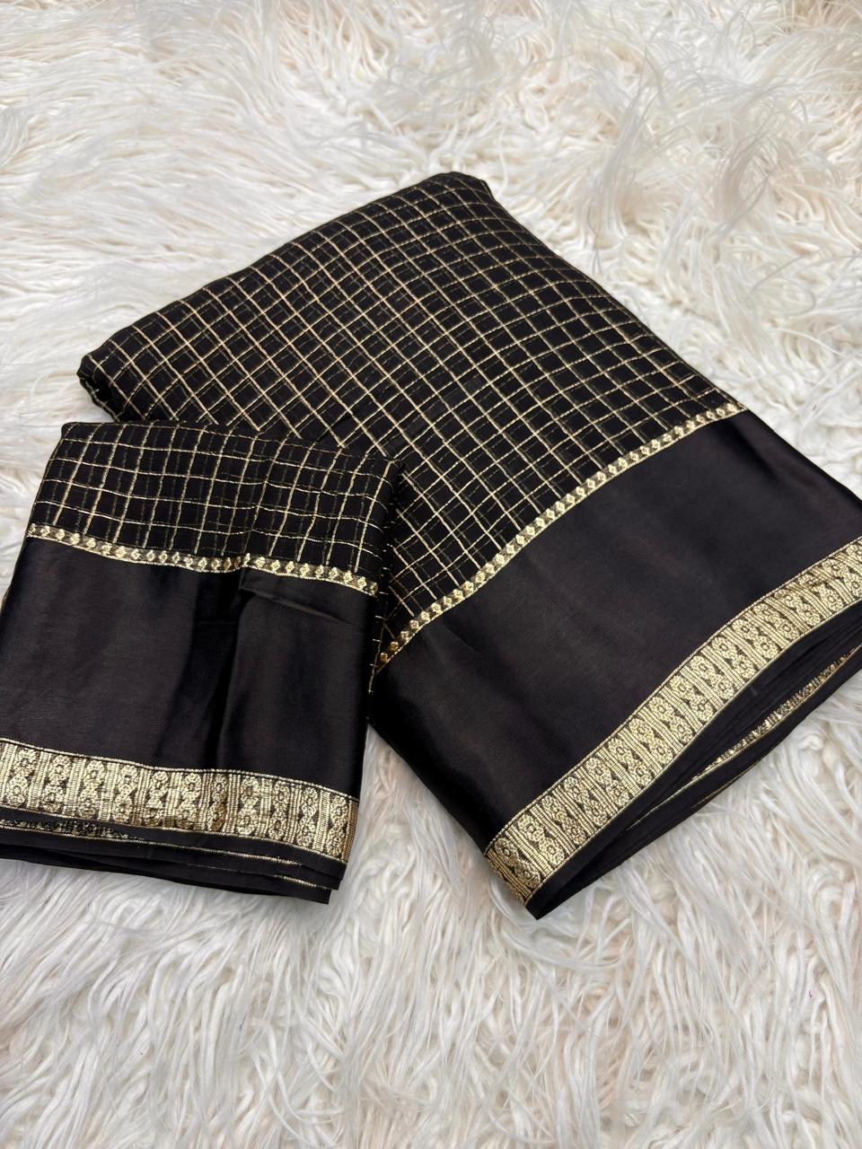 Viscose georgette vintage checks saree