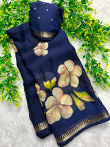 Soft marshmallow georgette floral saree