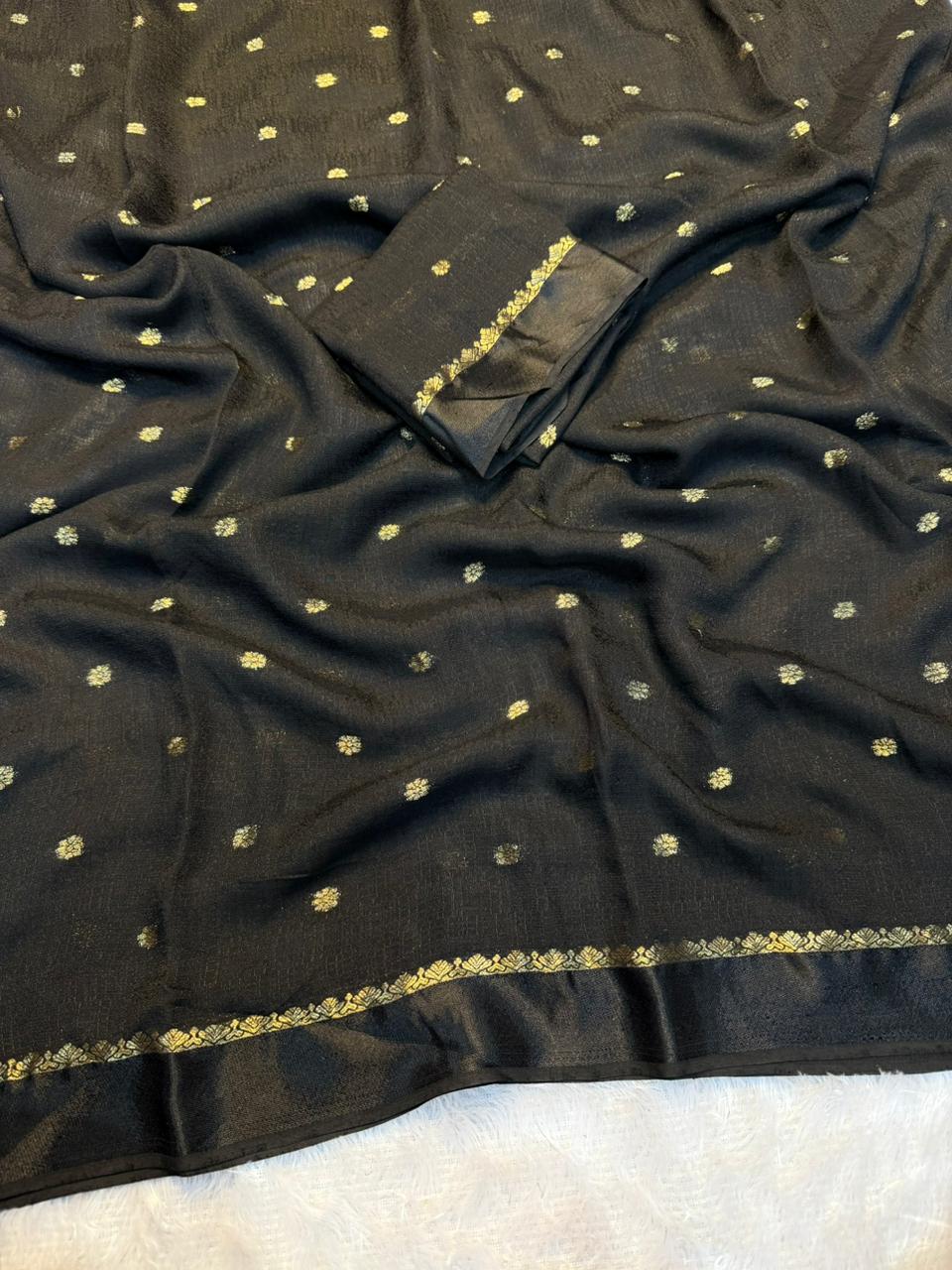 Jute silk viscose buttis saree