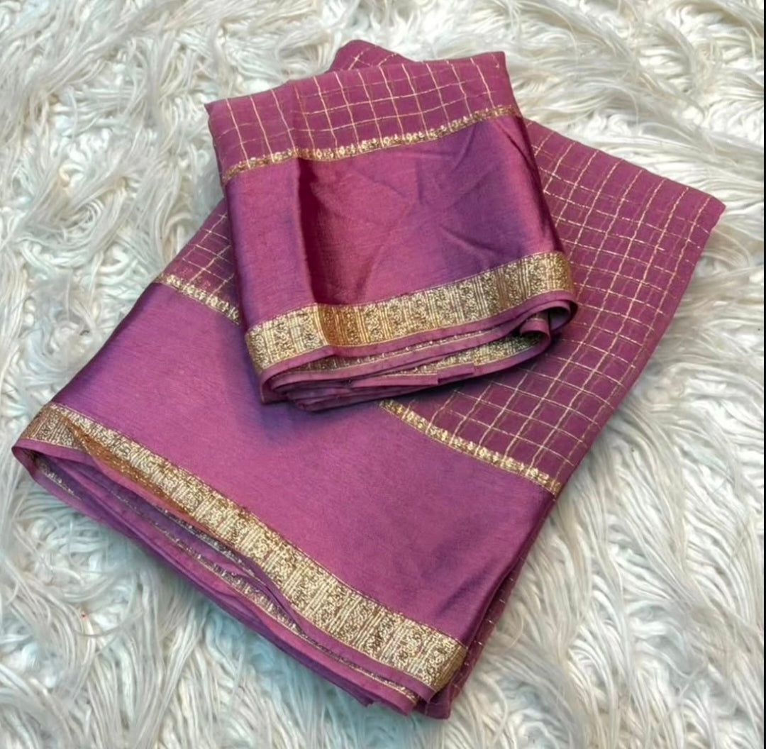 Viscose georgette vintage checks saree