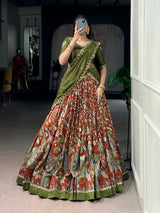 Kalamkari festival semi stitched half saree/ lehanga choli