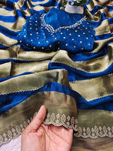 Space silk jharkan work sarees for party wear