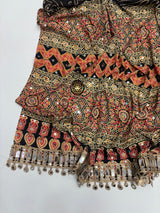 Ajrak Satin design mirror saree