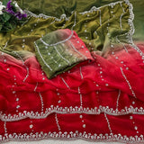 Space silk dual shade original beads work saree