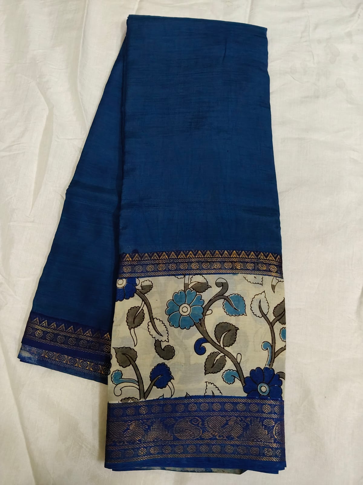 Mangalagiri silk handloom kalamkari gap boarder saree