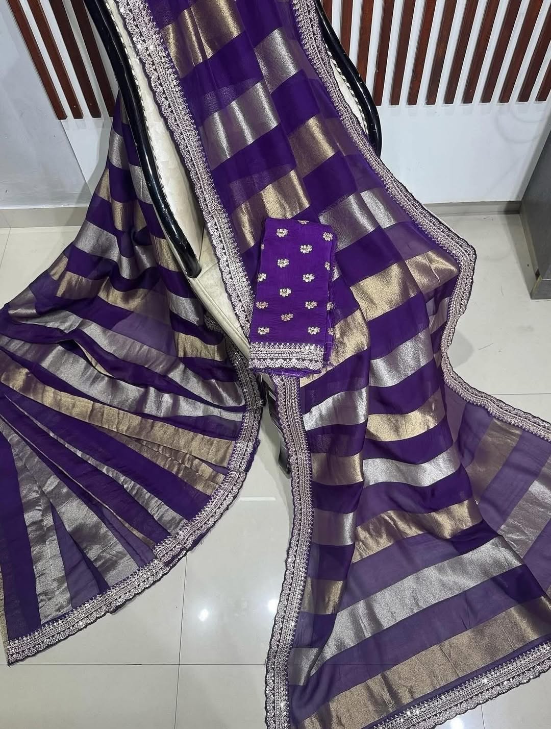 Kaddi georgette tissue weaving saree