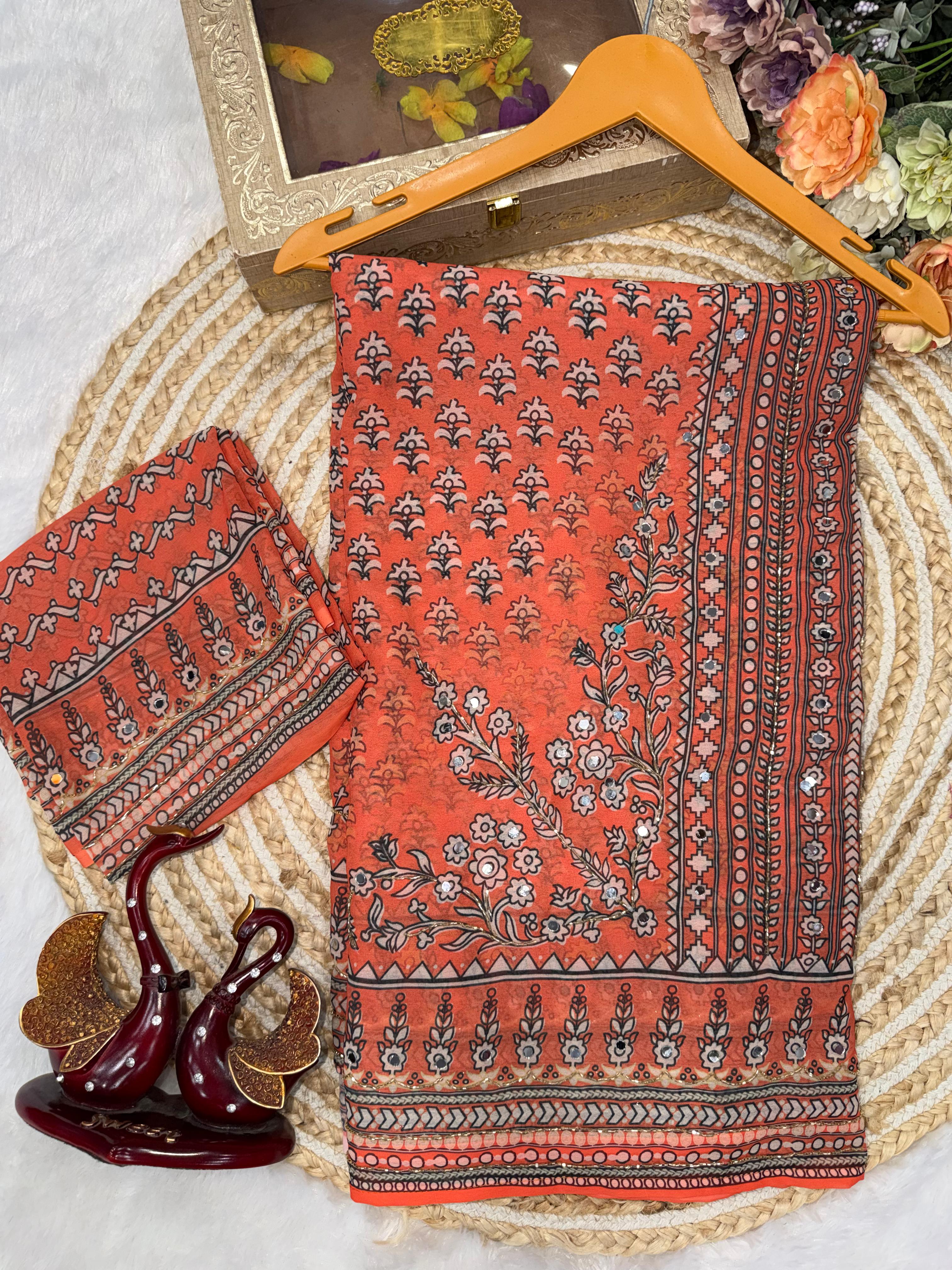 Kareena Kapoor inspired Premium georgette ajrak saree