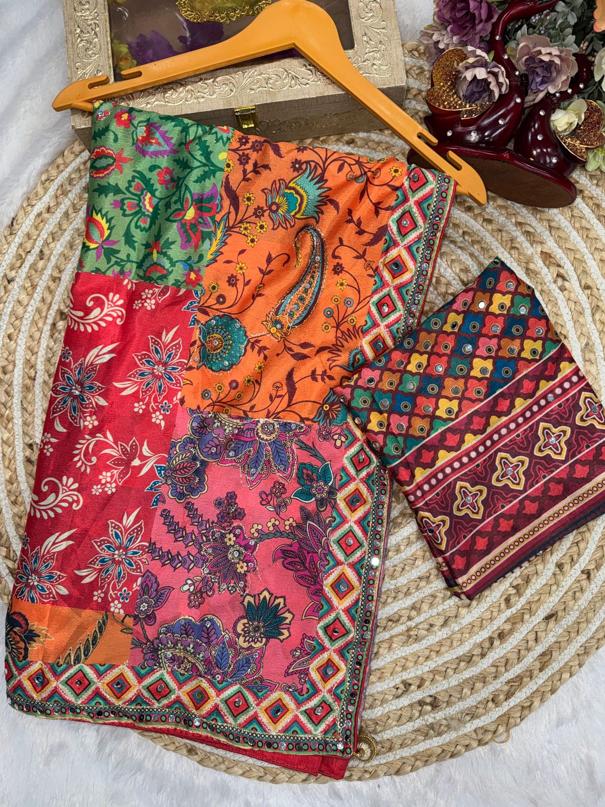 Premium Laya celeb inspired ajrak saree