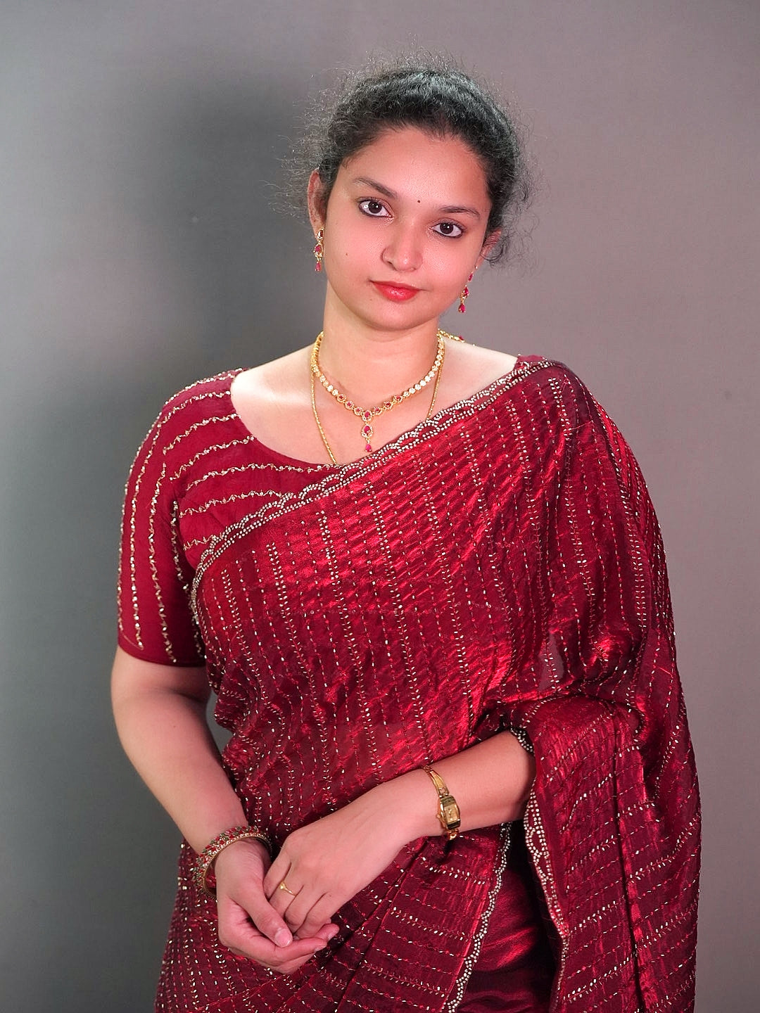 Space silk katli and siroski work sarees