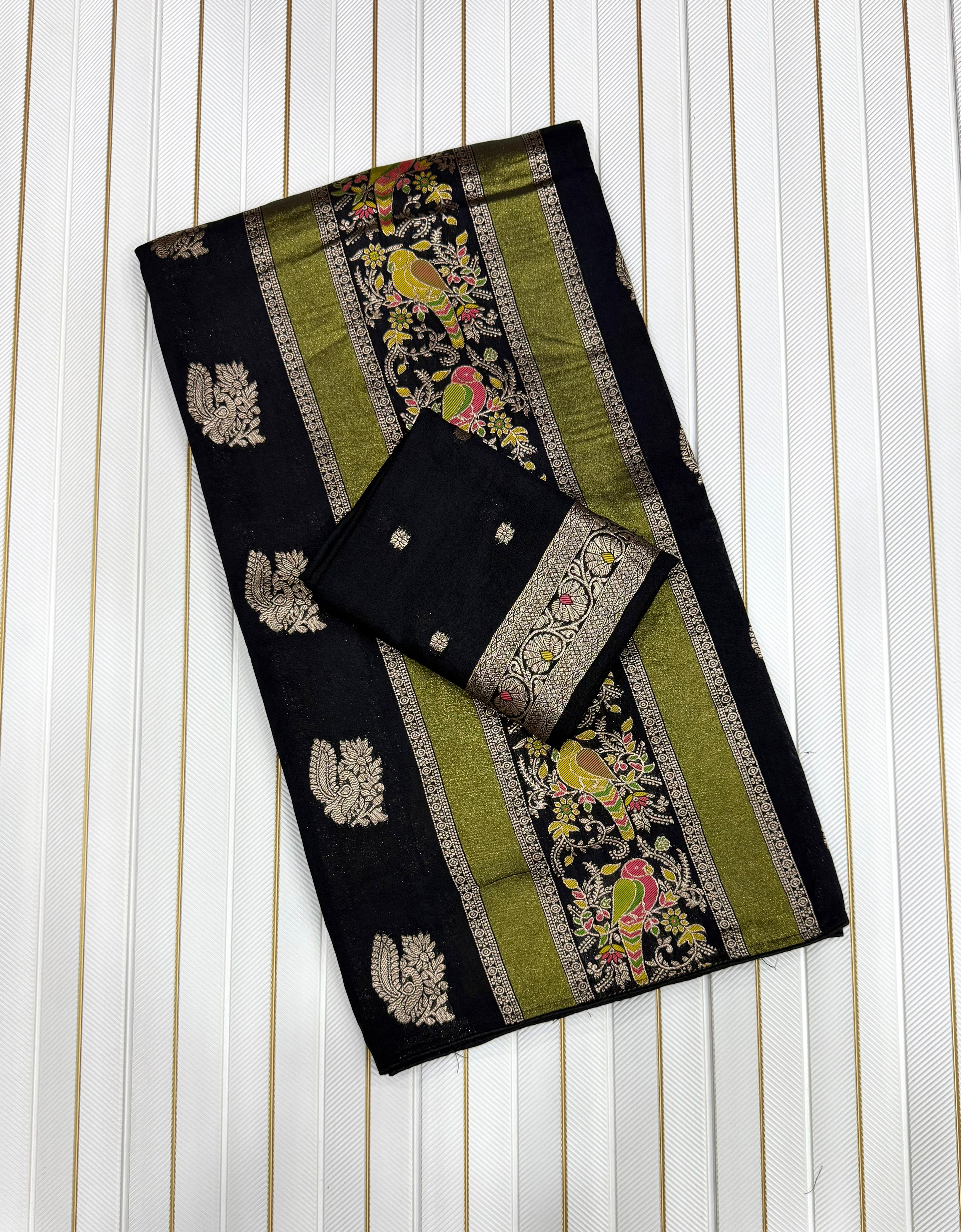 Kaddi georgette tissue meenakari saree
