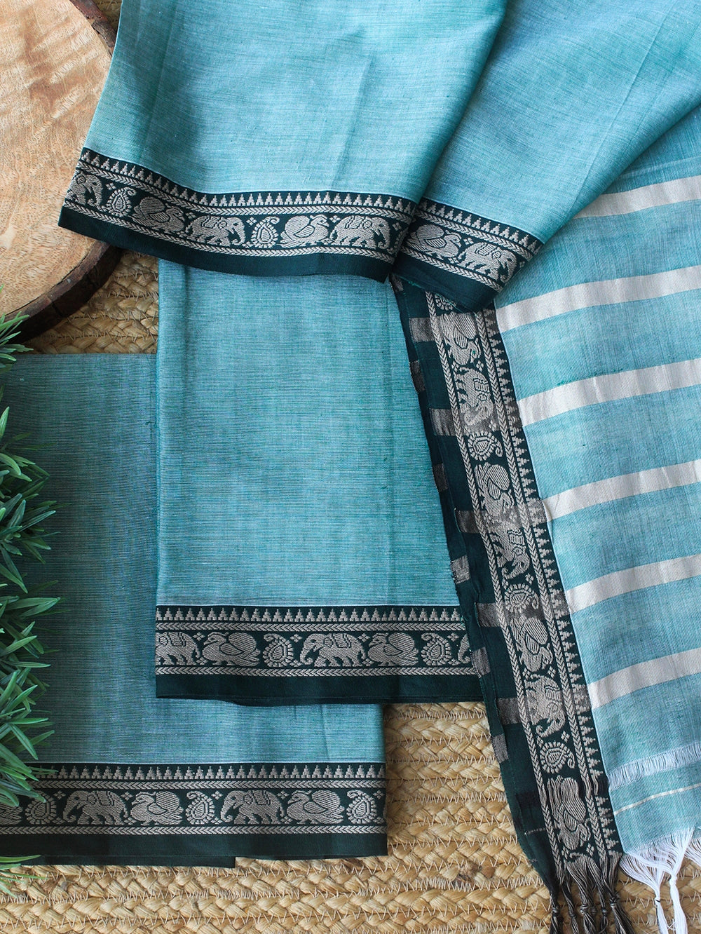 Narayanpeta Elephant Peacock Small boarder dress material