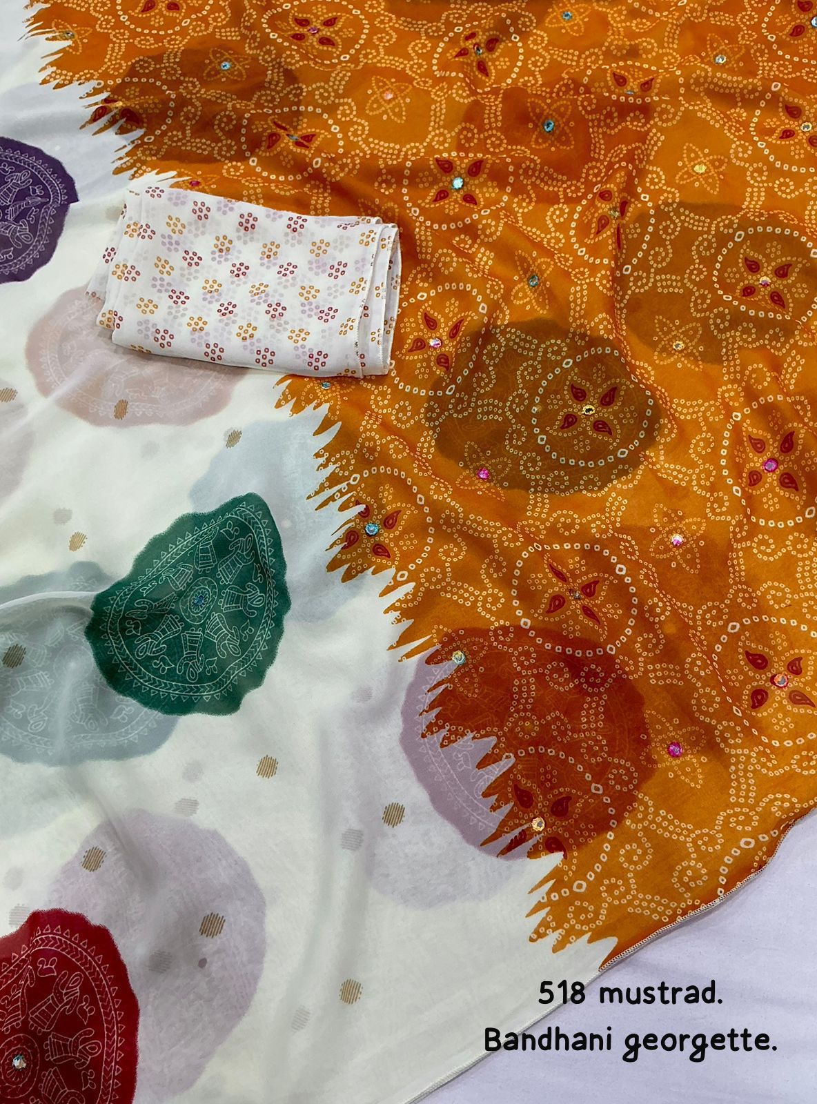 Georgette bandhini saree