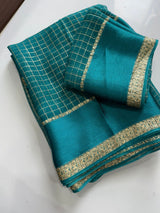 Viscose georgette vintage checks saree