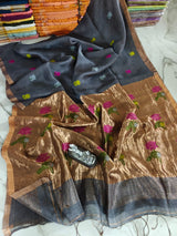 Pure linen jambdani tissue silk saree