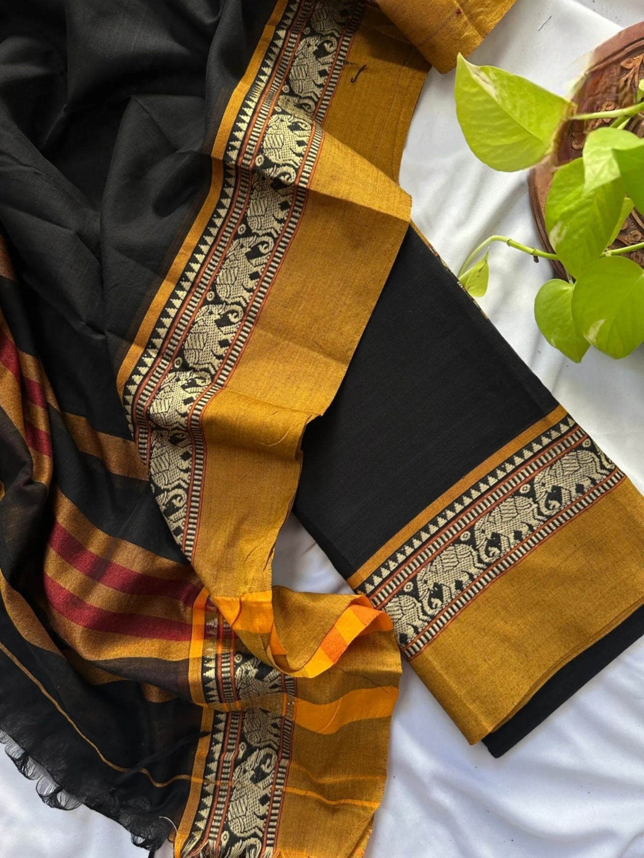 Narayanpeta Elephant Big boarder dress material